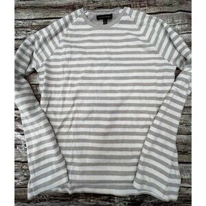Banana Republic Mens Gray Striped Long-Sleeved Shirt Loose Fit Size Medium EUC